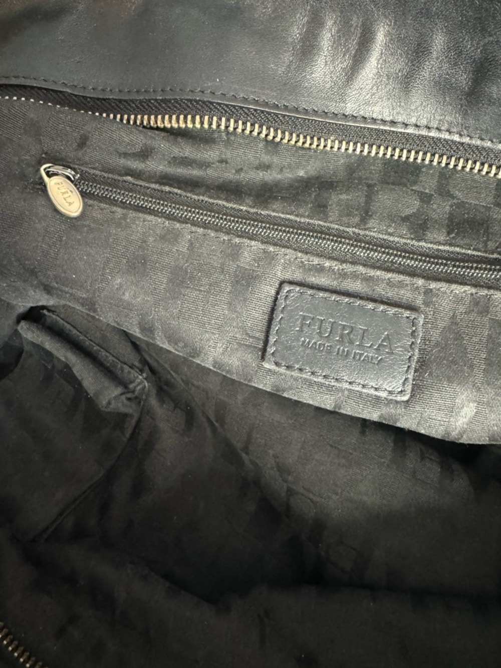 #284 Furla Black Nylon & Leather Shoulder Tote Bag - Picture 14 of 17